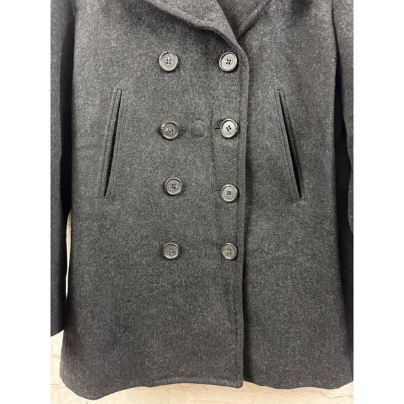 J. CREW Pea Coat Women Size Medium Charcoal Black Wool Cashmere Double Breasted - Picture 9 of 16